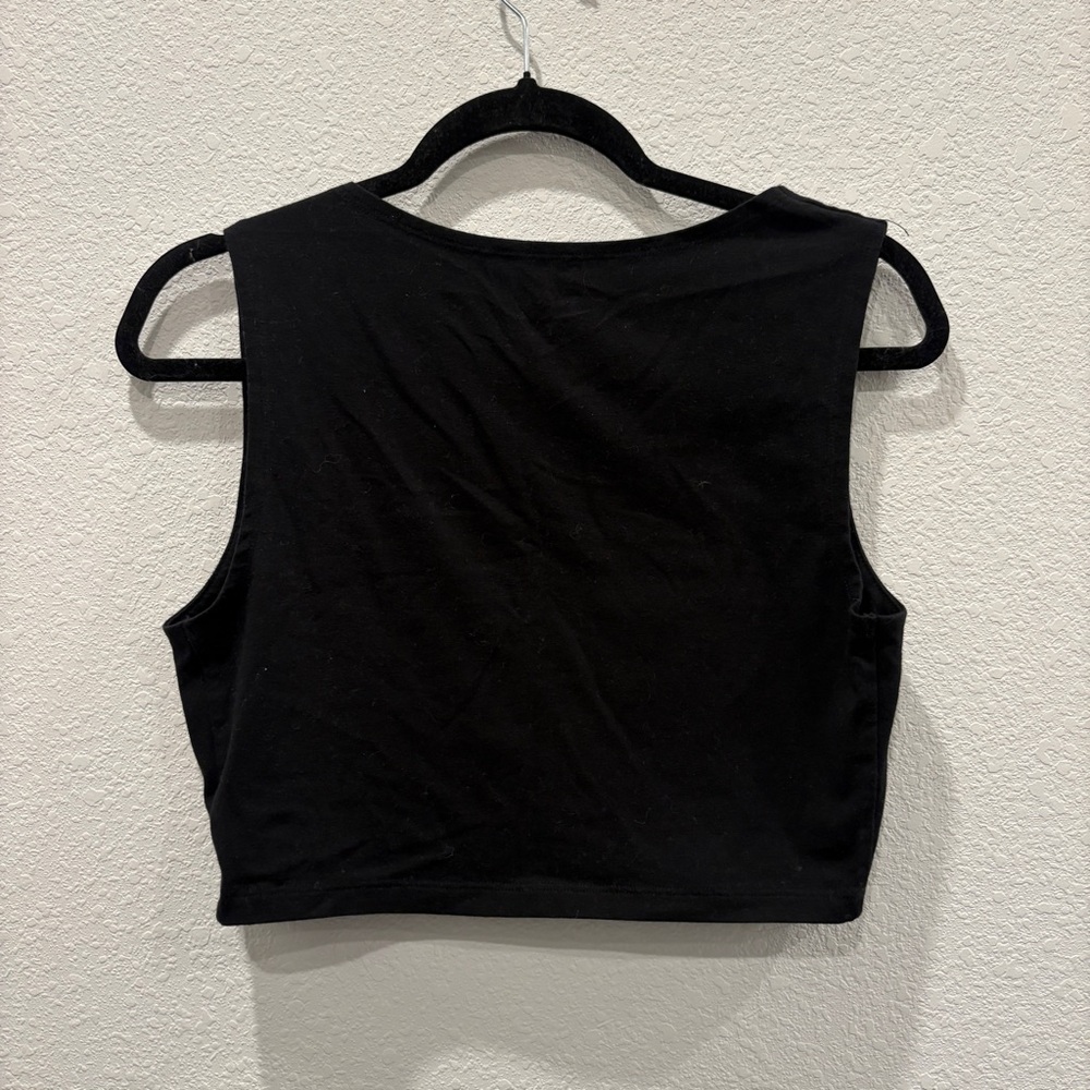 Wild Fable Black Square Neck Crop Tank Womens Large Sleeveless Top - Picture 4 of 4